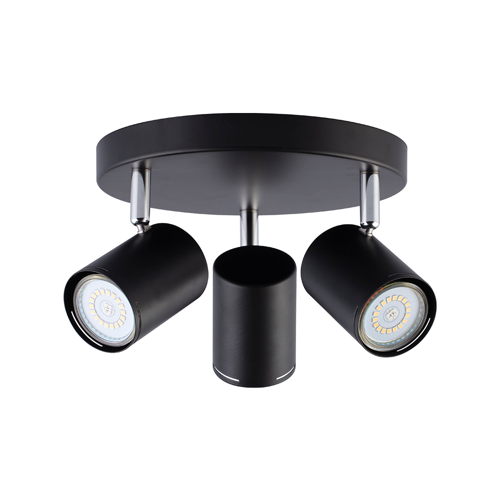 PLAFON 3 LUCES 3XGU10 BASE 20.5CM NEGRO U1033